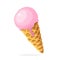 Pink ball of ice cream in the waffle cone