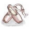 Pink ballerina shoes. Ballet pointe shoes with ribbon.