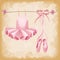 Pink ballet slippers and tutu background