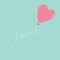 Pink balloon in shape of heart with love thread Flat design