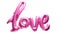 Pink balloons in the shape of the word `Love`, isolated. Love concept. Valentine`s Day.