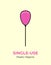 Pink baloon with single-use plastic stick. Vector illustration of recycling plastic item. Pink baloon plastic stick logo