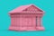 Pink Bank Building in Duotone Style. 3d Rendering