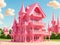 pink barbie Doll castle desktop wallpaper. generative AI