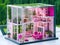 pink barbie dollhouse. AI generated