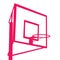 Pink basketball hoop on white background