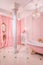 Pink bathroom interior