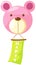 Pink bear balloon with happy sign