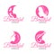 Pink Beautiful Face lady woman logo vector set design