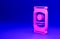 Pink Beer can icon isolated on blue background. Minimalism concept. 3D render illustration