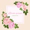 Pink and beige roses square greeting card