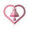 Pink bell frame heart love with shadow