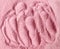 Pink bentonite clay powder texture close up. Diy facial mask and body wrap recipe. Natural beauty treatment and spa.