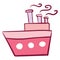 Pink big boat, vector or color illustration