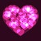 Pink big heart made form small bokeh neon hearts