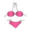 Pink bikini vector illustration, fashion girls, vacation summer template