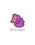 Pink bird cartoon logo.Baby swan vector illustration.