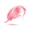 Pink bird feather icon. Decorative design element isolated on white background