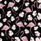 Pink Black Flamingo Seamless Pattern Design