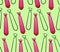 Pink and black outline style neckties seamless pattern on green background