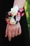 Pink Black and White Prom Corsage