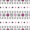 Pink, black and white stitches and buttons. Seamless pattern. Doodle collection. Hand-drawn vector illustration