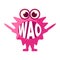 Pink Blob Saying Wao, Cute Emoji Character With Word In The Mouth Instead Of Teeth, Emoticon Message