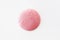 Pink blob shower gel with bubbles. Lip balm swatch. Beauty cosmetic product texture spot on white background