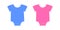 Pink and blue baby bodysuits. Boy or girl underwear. Design elements for gender reveal, baby shower, welcome newborn