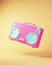 Pink Blue Boombox Vintage 80\\\'s Style Bright Vivid Colour Pallet Music Loudspeaker