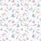 Pink blue butterfly seamless pattern.