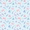 Pink blue butterfly seamless pattern.