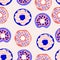 Pink and blue donuts in a seamless pattern design