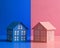 Pink and Blue Gender Houses Separtaed