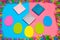 Pink, Blue, and green Punchy Pastel Easter background and screensaver with gifts.