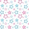 Pink and blue nacre stars on a white background pattern seamless