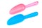 Pink and blue plastic shovels