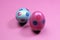 Pink and blue polka dot Easter eggs