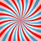 Pink and blue radial twirled stipes, vortex effect, pinwheel pattern. Circus, carnival or festival background. Bubble