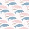 Pink and Blue Seal Manatee Silhouette Wave