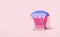 Pink blue shop or store front isolated on pink pastel background. Startup franchise business, online shopping concept, 3d illustra