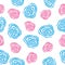 Pink and blue spirals seamless pattern