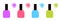 Pink blue violet, green nail polish varnish icon. Colorful blot splash set line. Inkblot. White background Isolated Fashion