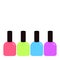 Pink blue violet, green nail polish varnish icon set White background Isolated Fashion Template Flat design