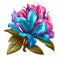 Pink, Blue, Violet Rhododendron Flower Illustrations: Botanical Beauty for Designs.