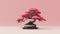 Pink Bonsai Tree In Bowl: Zbrush Style With Vibrant Colors