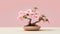 Pink Bonsai Tree: Floral Art With Solarization Effect