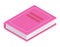 Pink book lying, concept volume icon and girl diary, colorful red journal isometric 3d vector illustration, isolated on