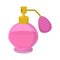 Pink bottle of perfume spraying cartoon icon