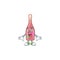 Pink bottle wine cartoon character design on a surprised gesture